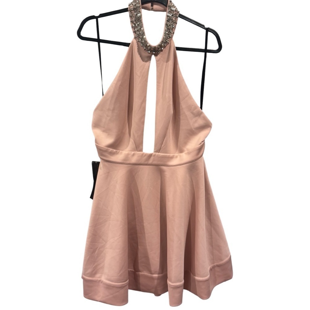 Bebe Embellished Neckline  Halter Pink Dress XL NWT - Picture 3 of 13